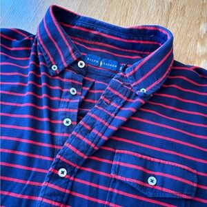 Polo by Ralph Lauren Men's Blue Red striped Polo Shirt White Pony SS Size XL